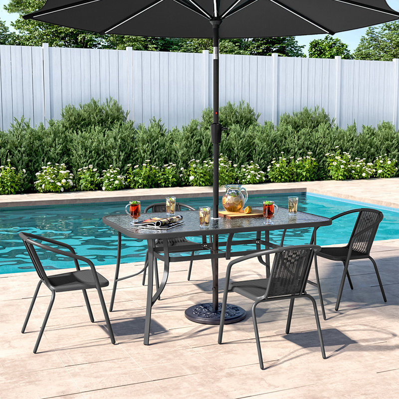 Donati 4 - Person Patio Dining Set with Rectangular Table, Black