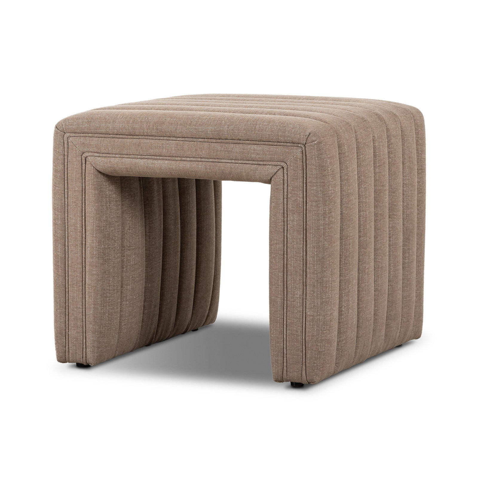 Brandt 22" Ottoman, Crypton Nomad Taupe Polyester Blend