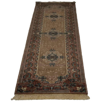 Tapis de couloir fait à la main en coton / laine de couleur orientale 2 pi 5 po x 9 pi 9 po Wyatan