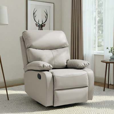 Fraher Top Grain Genuine Leather Recliner, Small Swivel Rocker Recliner Chair,manual Recliner Chair For Living Room, Bedroom, Home Theater,rv by Latitude Run