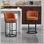 Ensemble de 2 tabourets de bar à hauteur de comptoir, tabourets de bar moderne avec dossier, tabourets de bar rembourrés en lin pour îlot de cuisine-873741082