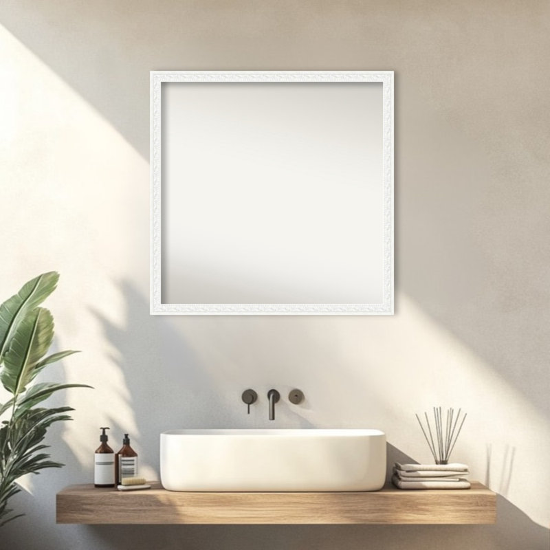 Miroir mural de salle de bain Bethany, 28 po x 28 po, Blanc