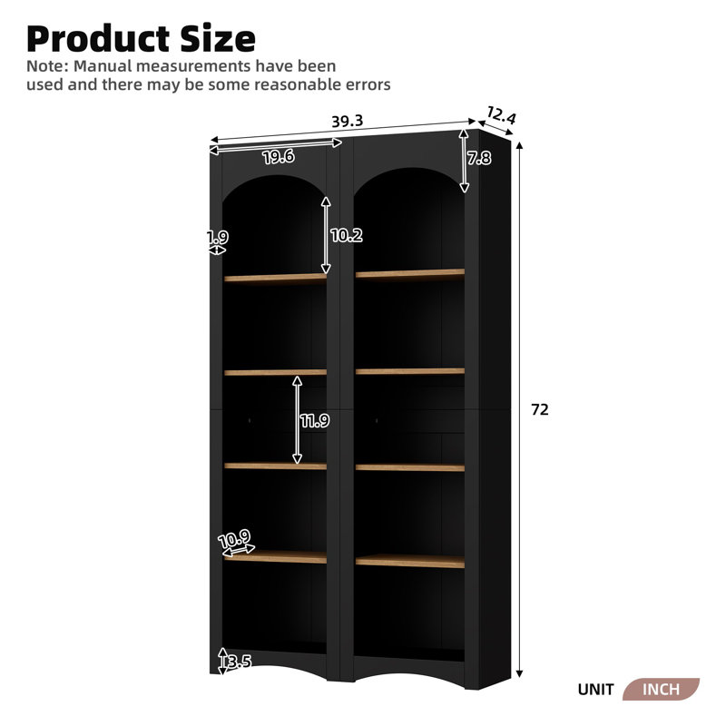 3-Piece Mid-Century Storage Cabinet Set With Bookshelf And Adjustable Shelves, Black