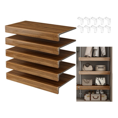 28" x 16" Walnut PVC Wire Shelf Covers (5-Pack) - Compact Foamed Plastic Liners for Closet and Pantry Shelves