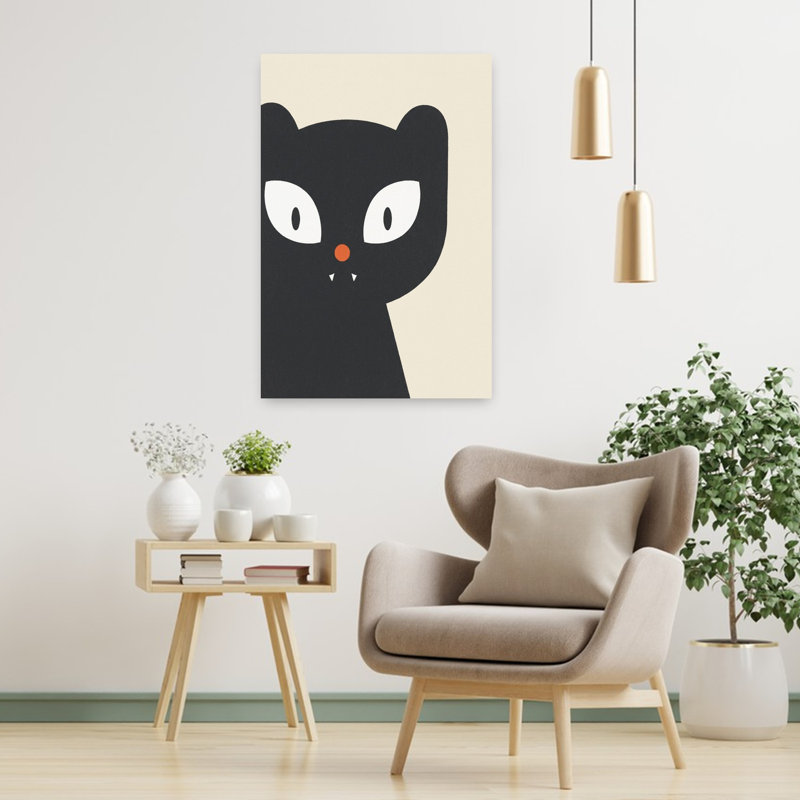 Impression d'art mural chat noir effrayant, 36" H x 24" W