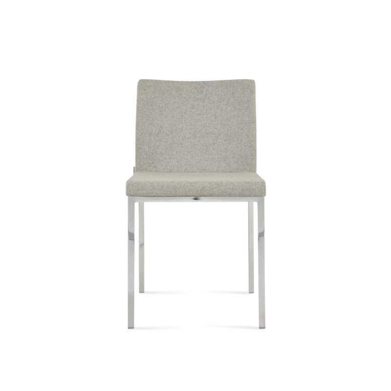 Chaise d'appoint en métal Aria, Laine argentée, Chrome
