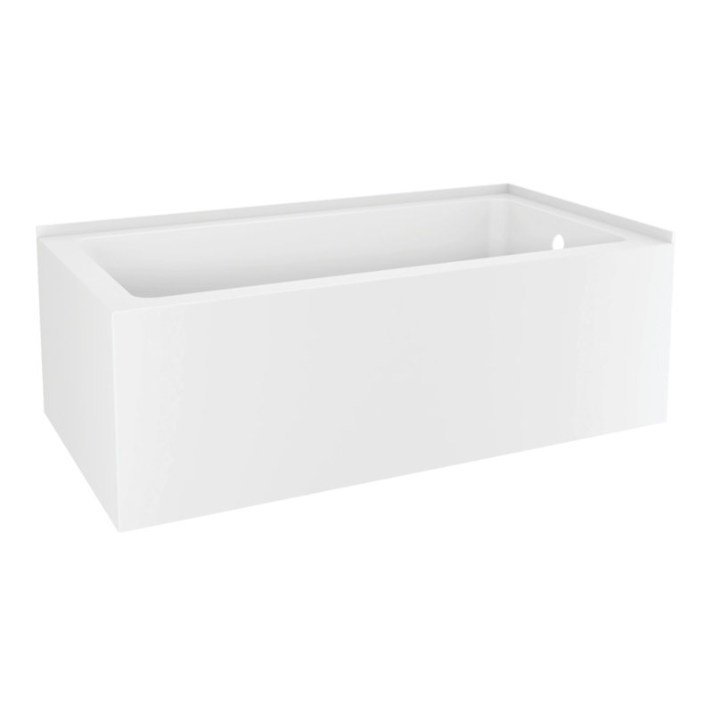 Kingston Brass Aqua Eden 60-Inch Acrylic Rectangular 2-Wall Corner Alcove Tub, Hand Drain, Right