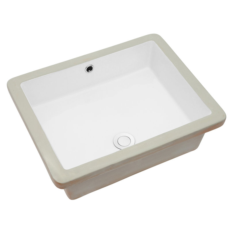 Lavabo de salle de bain rectangulaire encastré en céramique blanc 19 "x 15" avec trop-plein