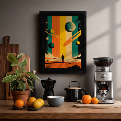 Desert Under Stars Retro - Framed Print