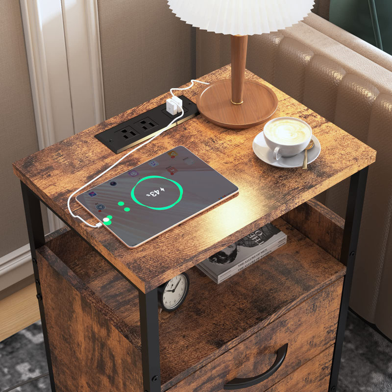 End Table with Charging Station, Vintage