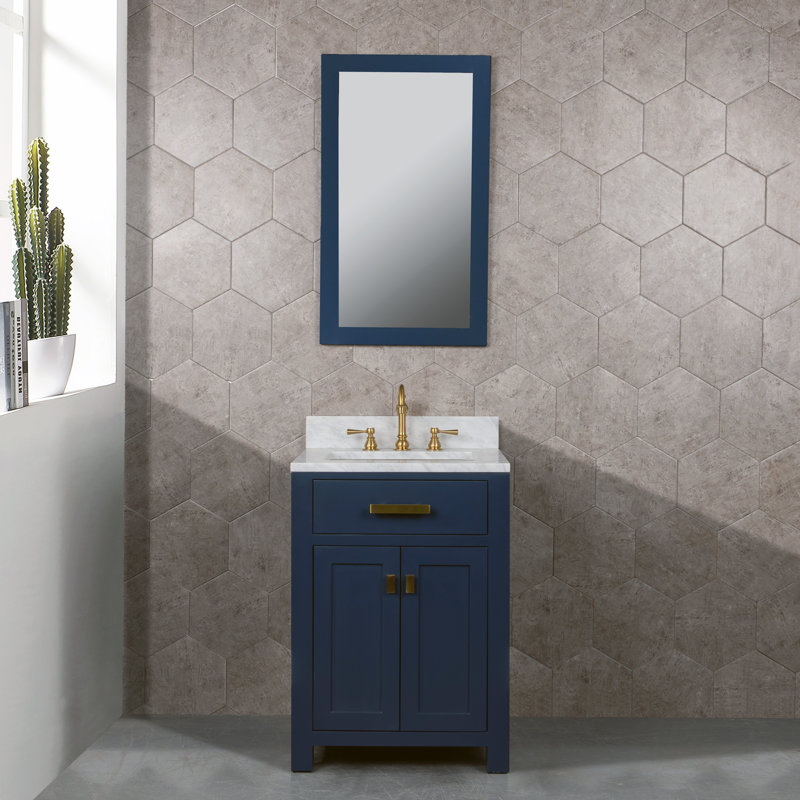 Ensemble de meuble-lavabo simple 24 po Minnetrista, Bleu monarque, Or satiné