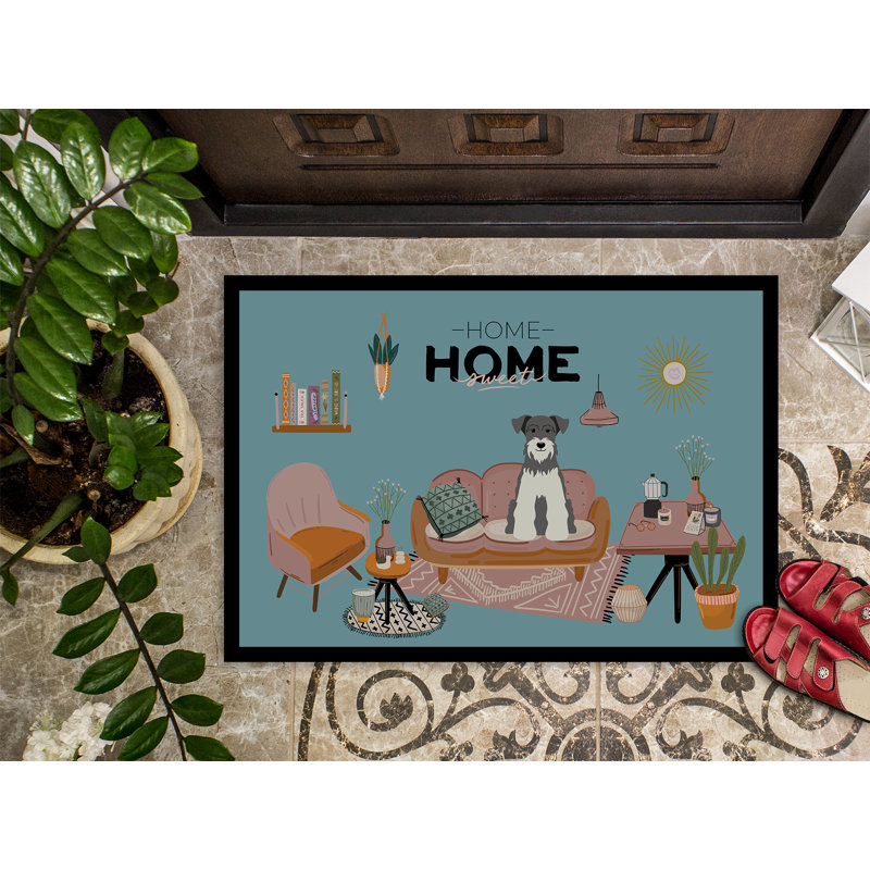 Tapis d'entrée antidérapant Guerline L 27 po x l 18 po, Schnauzer miniature poivre et sel