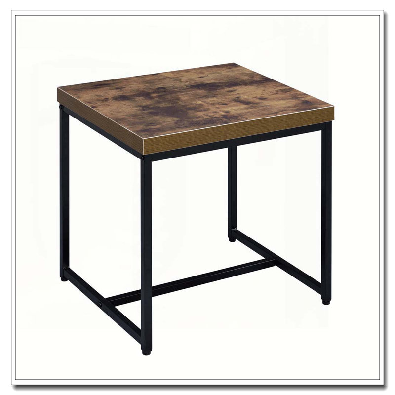 Weathered Oak and Black Rectangular End Table