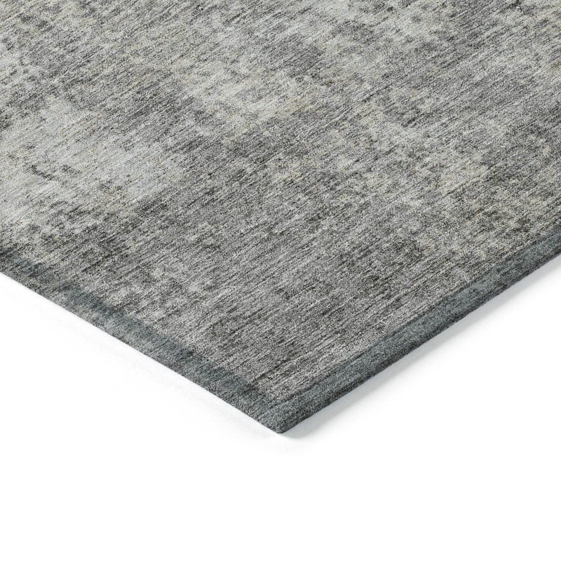 Tapis intérieur lavable abstrait gris et ivoire 8 pi x 10 pi