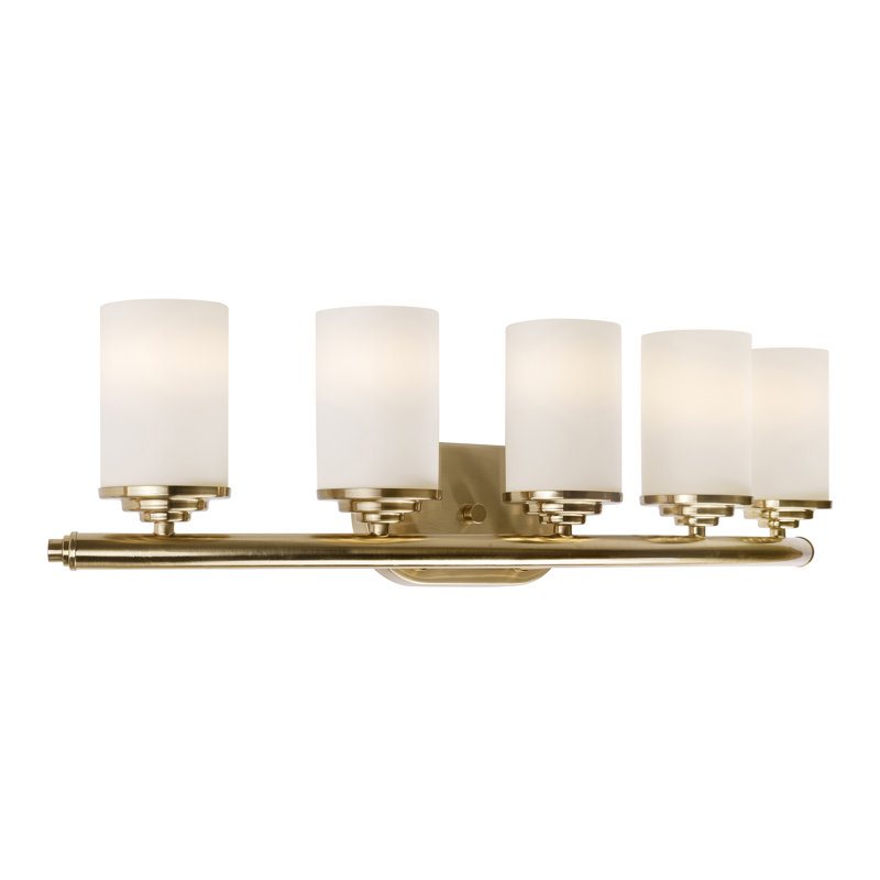 Huntington 5 - Light Dimmable Vanity Light, Soft Gold / Umber Linen