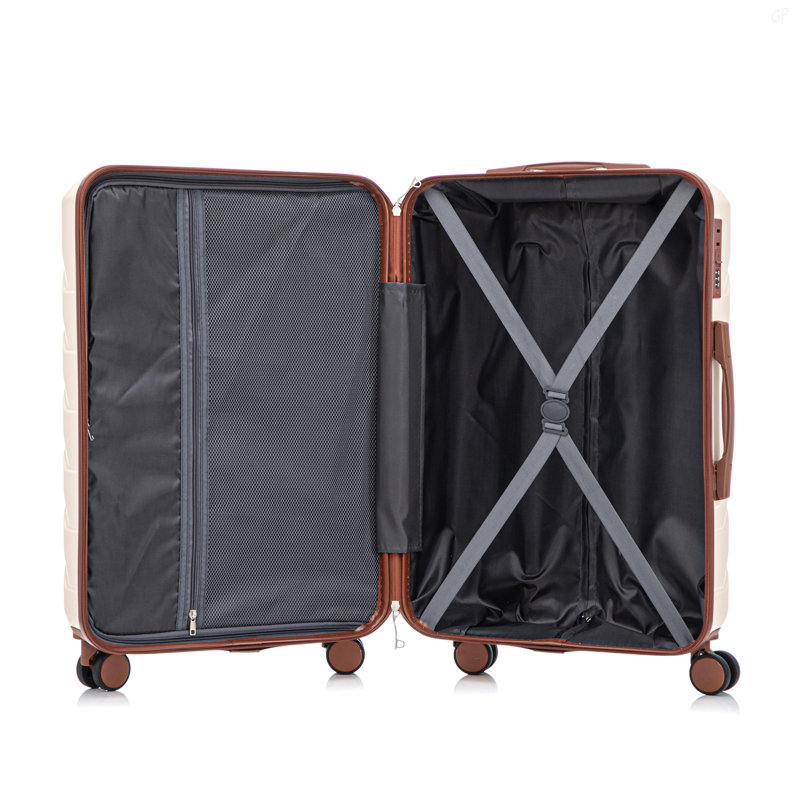20 po / 24 po / 28 po 3 pièces / ensemble en valise à roulettes ABS, couleur assortie, avec serrure à combinaison (beige)