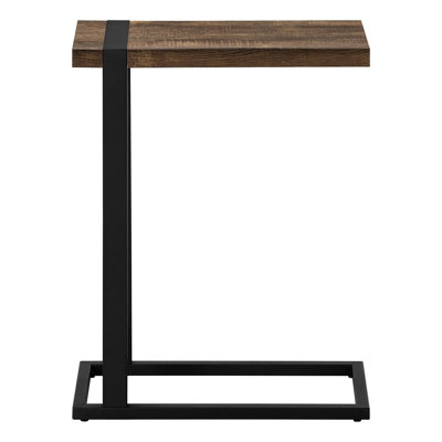 C-Shaped Accent Table With Reclaimed Wood Look And Metal Frame, Perfect For Modern Living Rooms And Bedrooms.