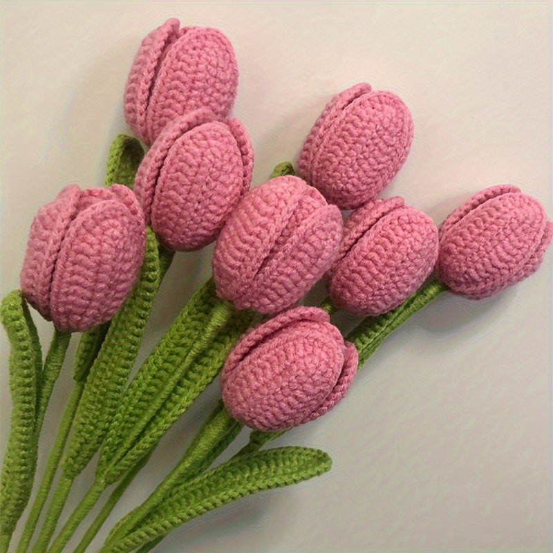 Bouquet de tulipes au crochet, Rose