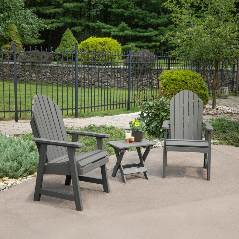 Chaise Adirondack en plastique avec table Anette, Teck côtier