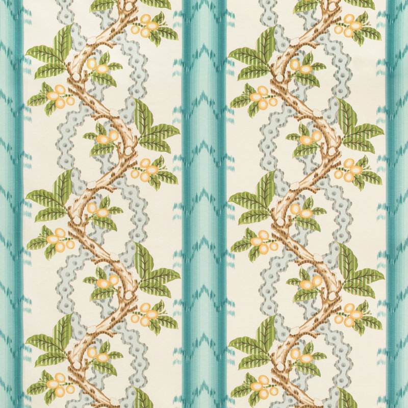 Cevennes Josselin Performance Fabric, Aqua/Mist