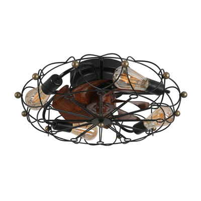Ventilateur de plafond à profil bas avec télécommande et lumières, ventilateur de plafond industriel moderne intégré