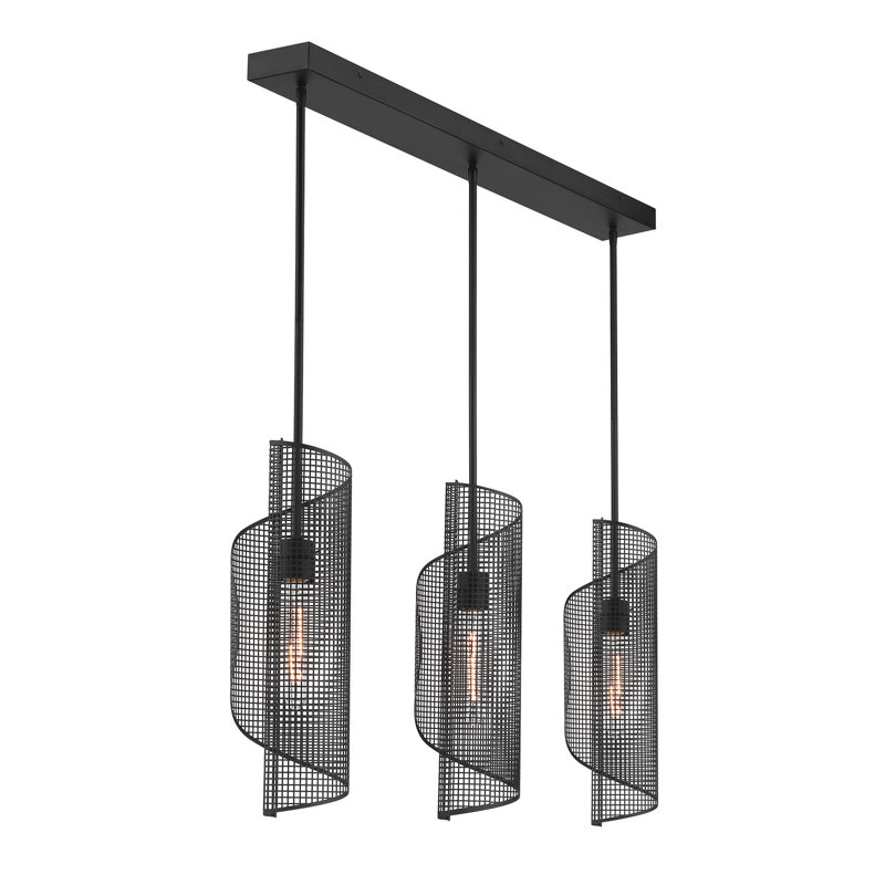 Lustre linéaire à 3 lumières Nygaard en noir mat, Noir mat