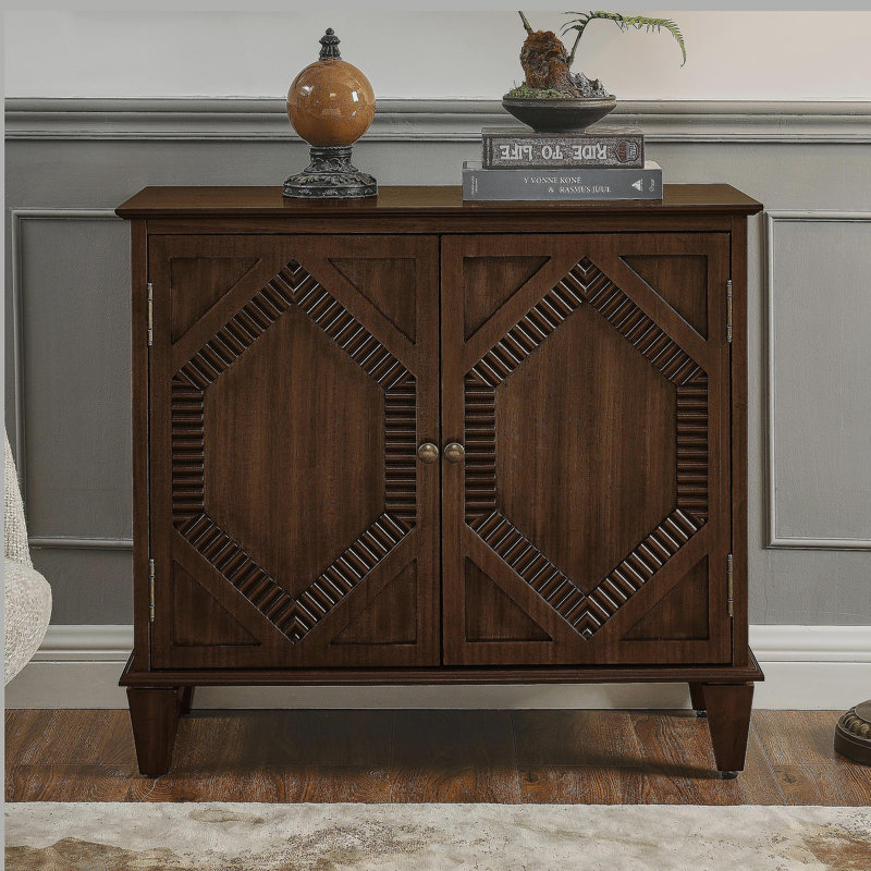 Retro Wooden Sideboard Buffet Cabinet with Storage, Accent Display Cabinets, Walnut