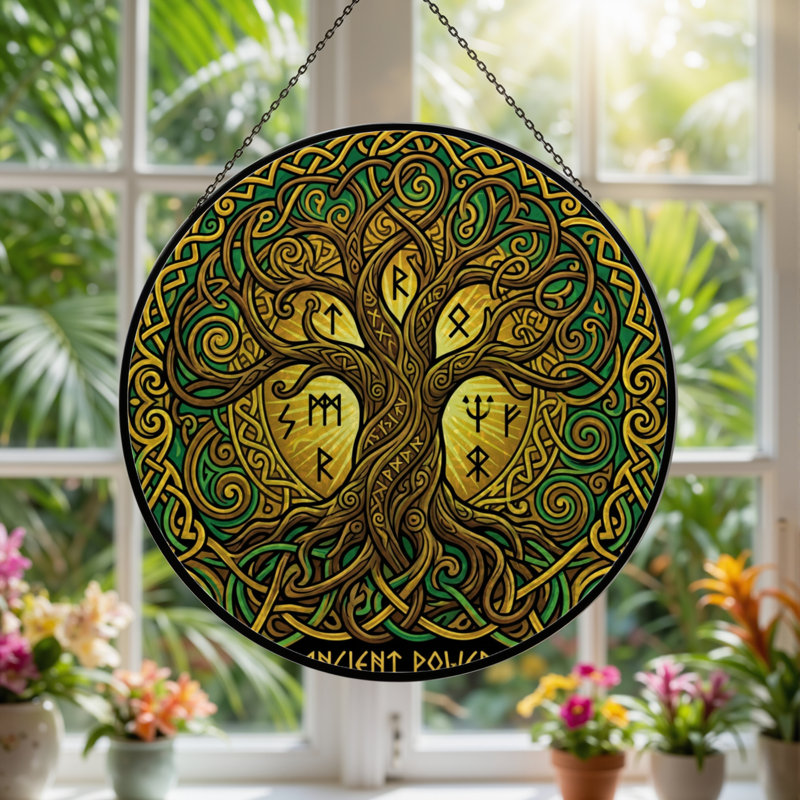 Vitrail de fenêtre 7,8 "H Celtic Tree