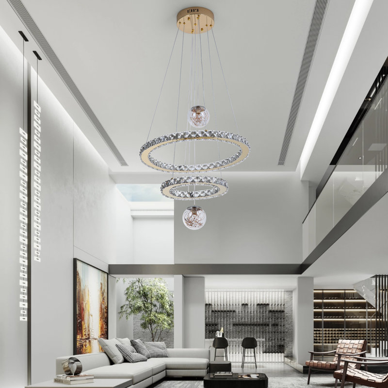 Ridleigh Modern LED Chandelier Crystal Chandelier Ceiling Mount Adjustable Height