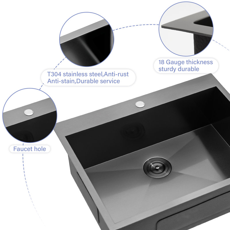 28'' L Drop-In Single Bowl Stainless Steel Kitchen Sink