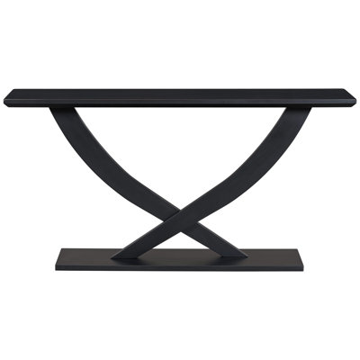 Console rustique moderne de 57 po avec pieds croisés, fabrication robuste et grande surface, parfaite pour le salon ou la chambre à coucher