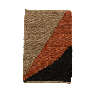 Geometric Flatweave Rectangle 5' x 7' Hemp Area Rug in Brown/Orange