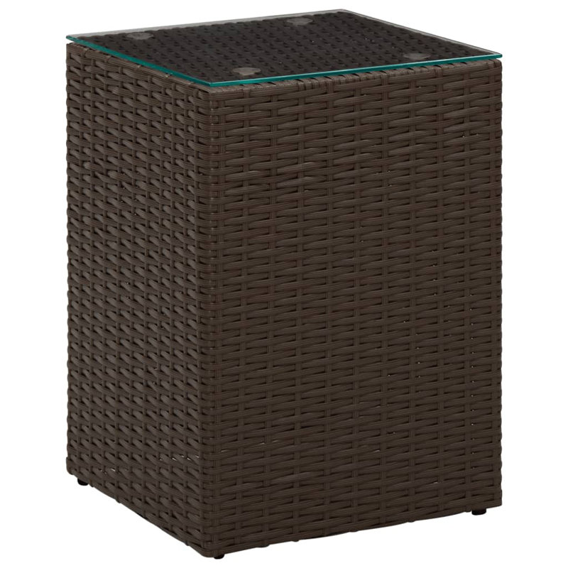 Glass Block End Table Set, Brown