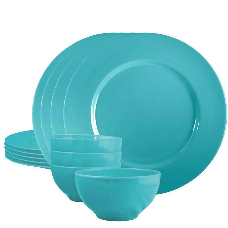 Melamine Dinnerware Set, Teal