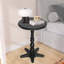 Petite table de bout ronde de 15,75 po, tables basses à piédestal en bois, table de chevet d'appoint rétro pour le salon, la chambre à coucher et le vestibule (noir)-1554484392