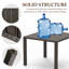 Outdoor Dining Table, Square Slatted Metal Patio Table With Umbrella Hole, Modern Table