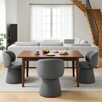 Swivel Upholstered Dining Chair With Back(Set of 3)