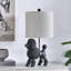 Lampe de table chien en résine avec abat-jour en lin-734068186