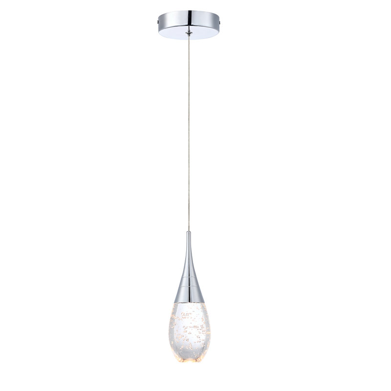 Lykeisha 1 - Light LED Single Pendant, Chrome Bubble