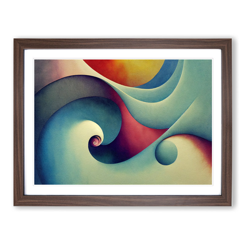XH1022-6092X Modern Fractal Vol.4 Abstract - Single Picture Frame Print, 46cm H x 64cm W x 2cm D, Walnut