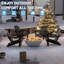 Ensemble de 2 chaises Adirondack en PEHD pliables - porte-gobelets cachés, finition grain de bois et assemblage rapide