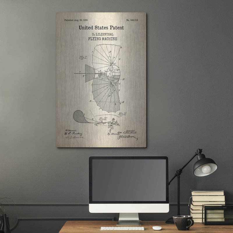«Flying Machine Blueprint Brevet Parchment» par Patents, H 36 po x l 24 po