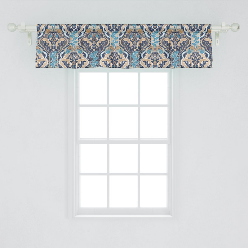 Ambesonne East Valance Pack of 2 South Eastern Design - Pale and Dark Blue Beige