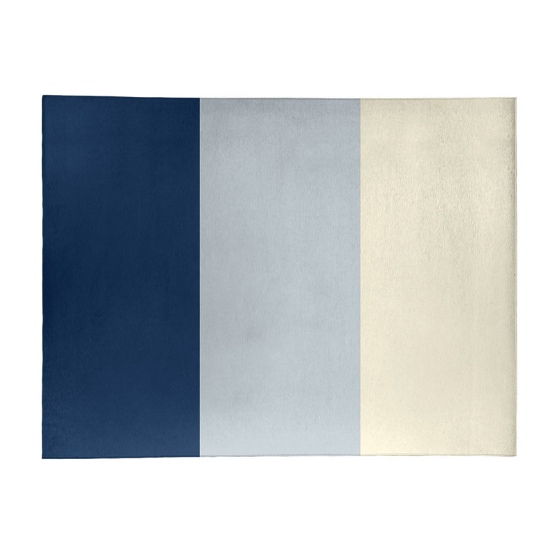 Tapis à rayures bleu marine/argenté métallique/crème Seattle, Rectangle 8 pi x 10 pi