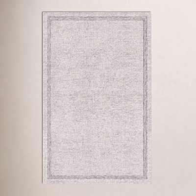 Gray Beige Hand-Tufted Wool Rug