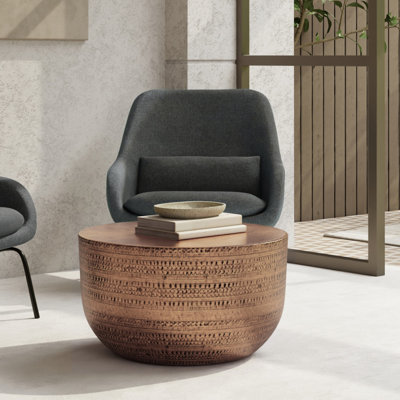  Table de bout tambour moderne en métal 18 po