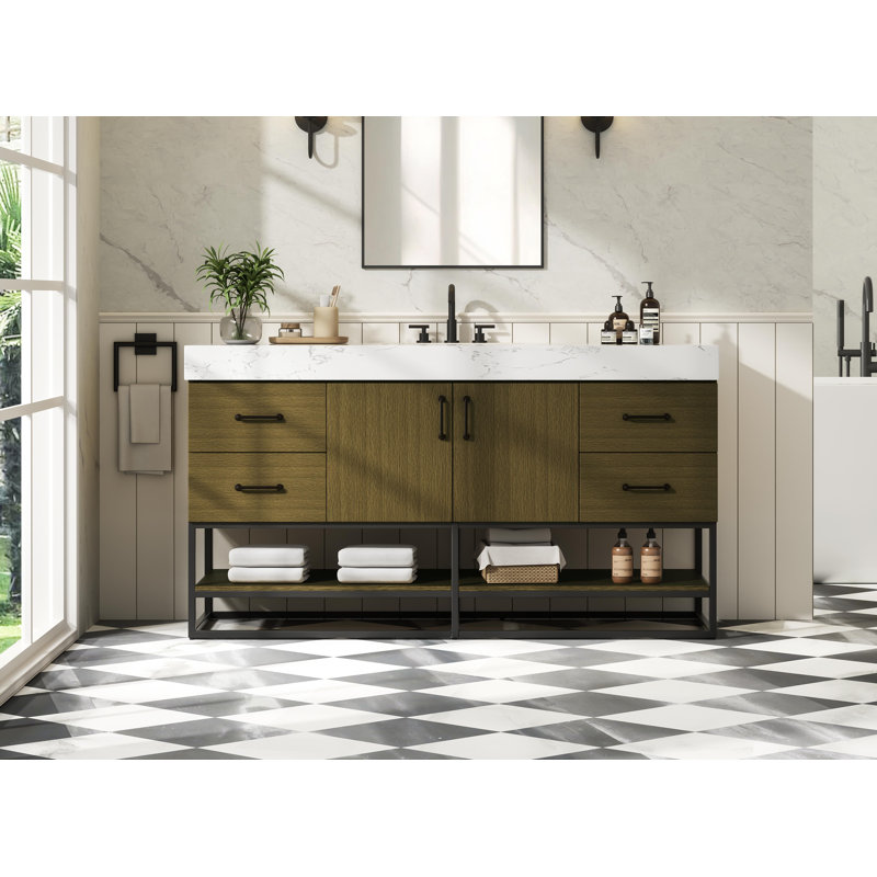 60 inch Single Bathroom Vanity, Chestnut Brown
