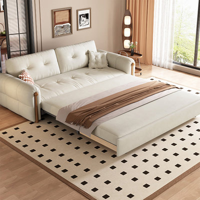 85.04" Off-White Polyester Convertible Sofa Bed cushion couch
