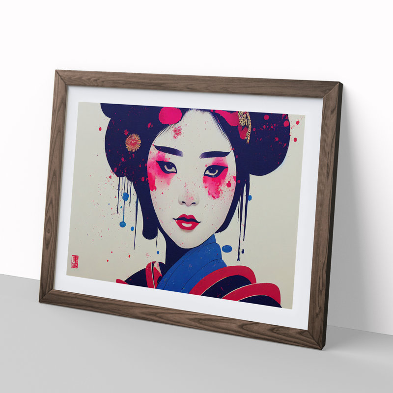 A Splashed Geisha Vol.6 Abstract 1 Piece Single Picture Frame Wall Art, 34cm H x 46cm W, Brown