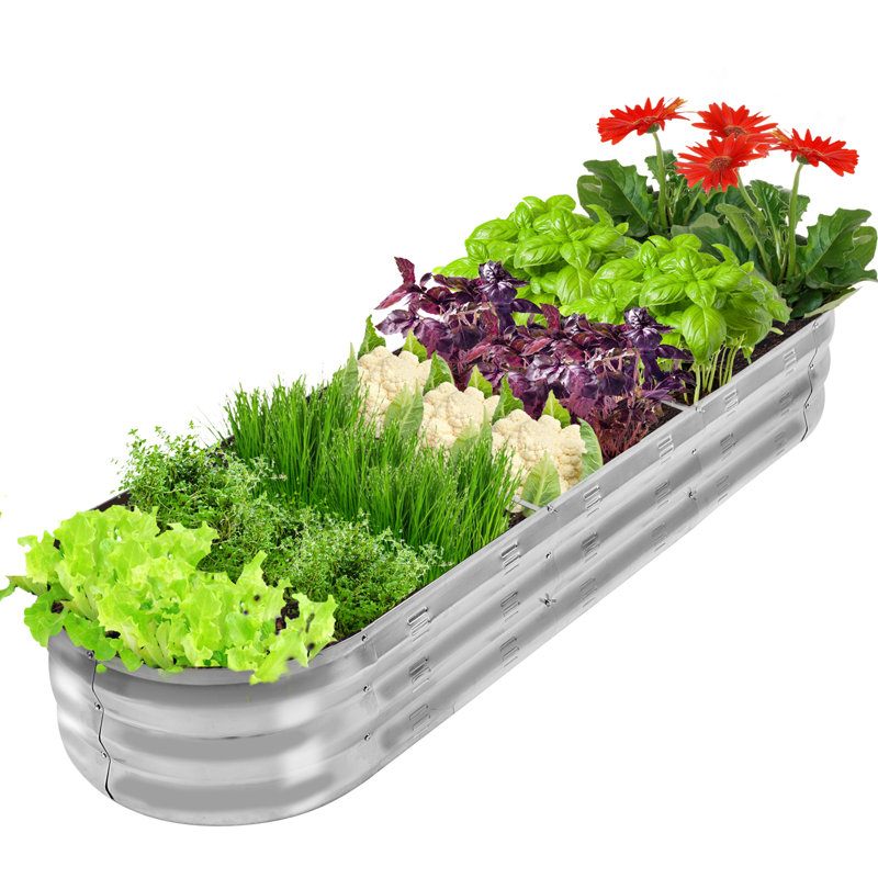 Lit de jardin surélevé en métal Hal P 67 po x l 20 po x H 10 po. Argent, Argent, 1